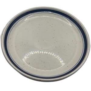 Vintage Lauffer Cream/Blue Plates (8) Japan Mid Century Modern Stoneware 10"